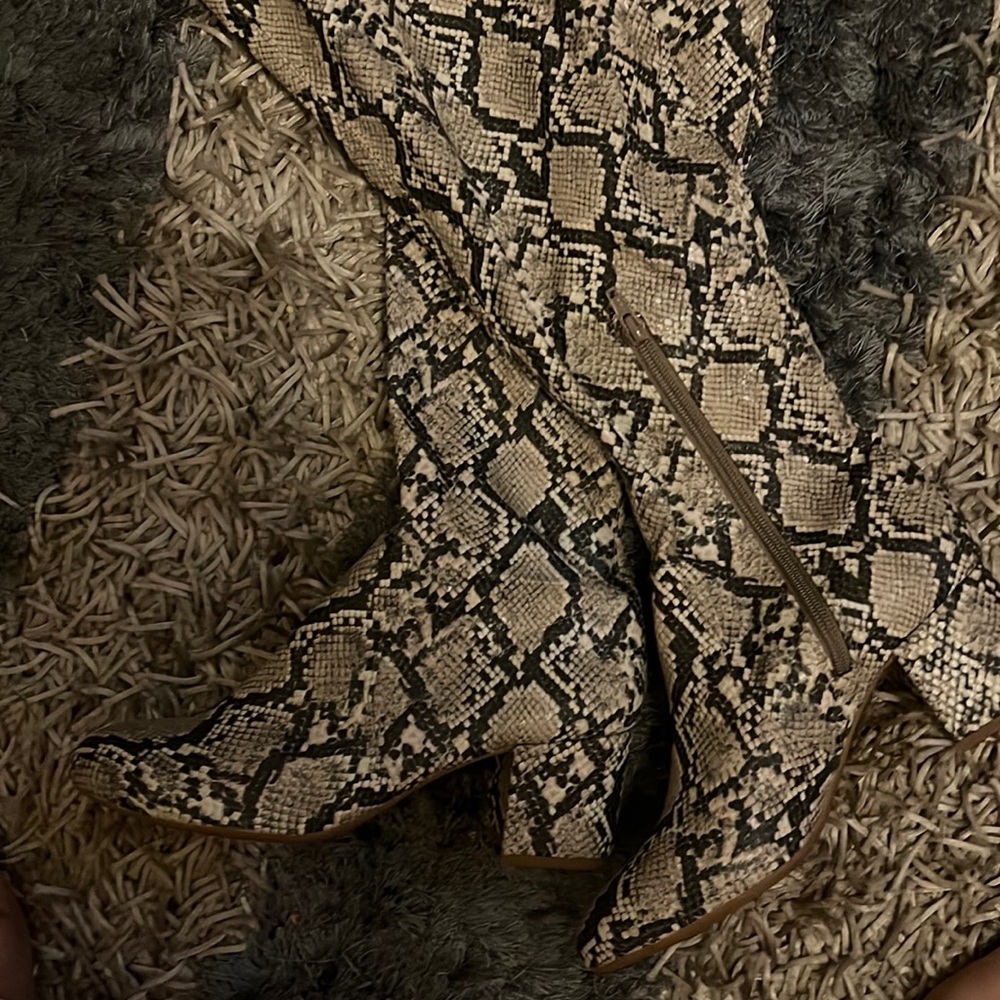 Gianni bini thigh high snake skin boots